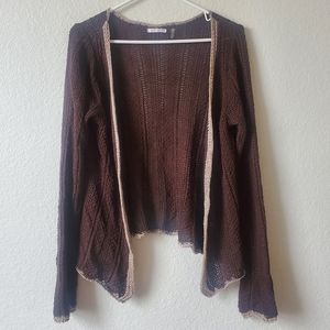 Pois Made In Italy Brown Crochet Cardigan
